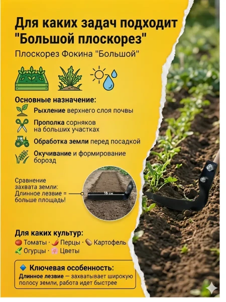 Большой плоскорез от Фокина Благодатное земледелие